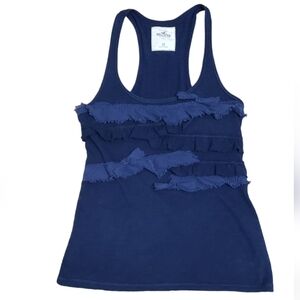 Hollister Women's Avy Blue Ruffle Tank Top Size XS